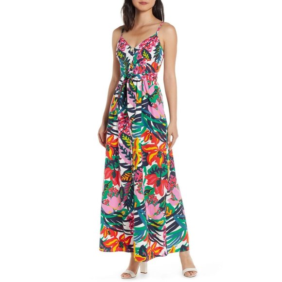 J. Crew Dresses & Skirts - J. Crew Tropical Floral Maxi Dress - Pink, Yellow, Green